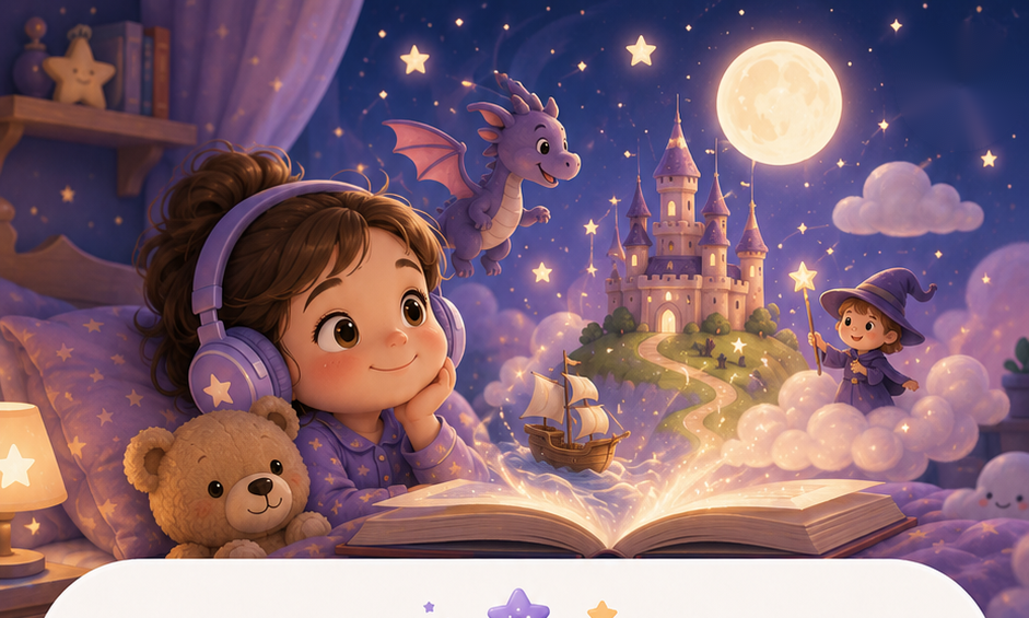 Kidsitter ile masal dinleyen çocuk
